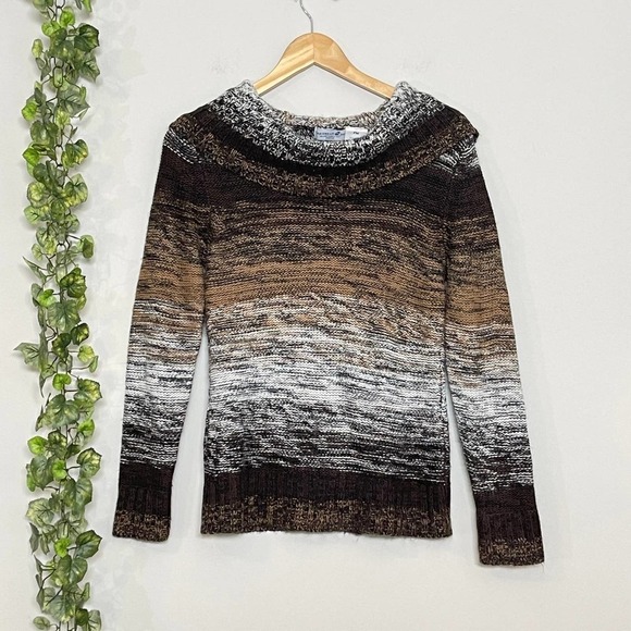CARIBBEAN JOE | SWEATER SIZE PM PETITE MEDIUM MULTICOLOR BROWN TAN - Picture 1 of 8